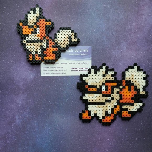 Growlithe & Arcanine Pokemon Fridge Magnets - Handmade Home Decor - Game Room - Picture 1 of 2